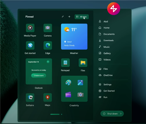 河内1.5分彩：Windows 12.2概念设计曝光：全新开始菜单 支持Windows 7主题
