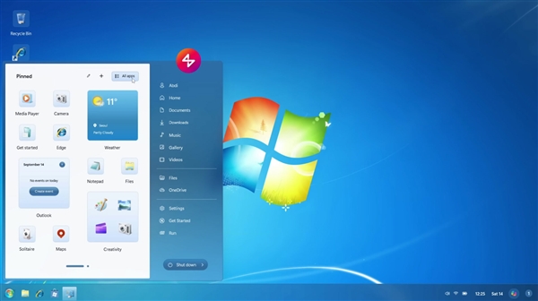 河内1.5分彩：Windows 12.2概念设计曝光：全新开始菜单 支持Windows 7主题